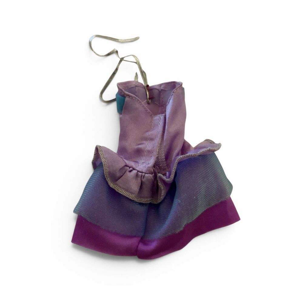 Purple, Teal, Turquoise Blue Barbie Mattel Doll Dress Rhinestone Tulle Silver - Picture 2 of 2